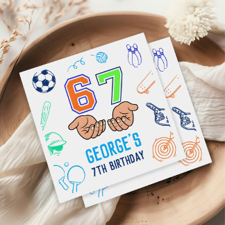 Sports 6 7 Meme Trend Six Seven Birthday Party Napkin