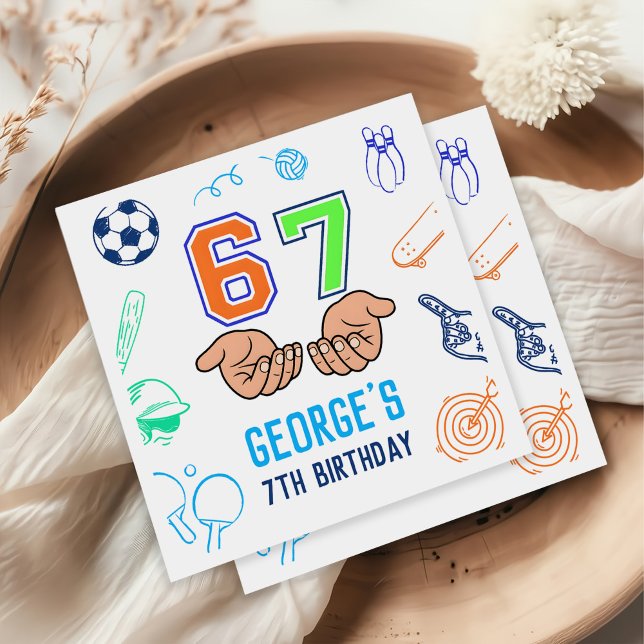 Sports 6 7 Meme Trend Six Seven Birthday Party Napkin (Creator Uploaded)