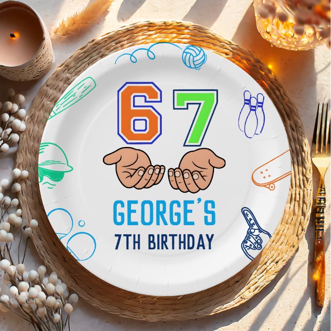 Sports 6 7 Meme Trend Six Seven Birthday Party Paper Plate (Creator Uploaded)