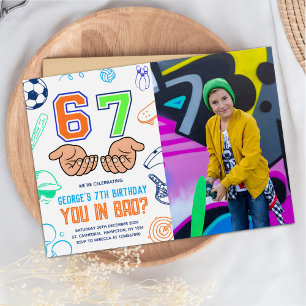 Sports 6 7 Meme Trend Six Seven Birthday Photo Invitation
