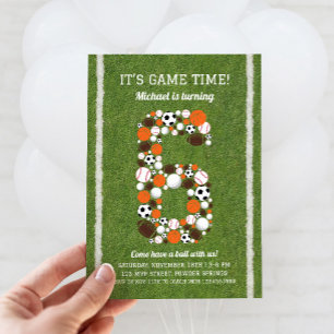 Sports 6th Birthday Party Invitation