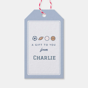 Sports "A Gift to You From" Boy Name Sticker Tags
