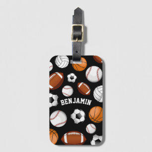 Sports All STAR Personalised Name Black Luggage Tag