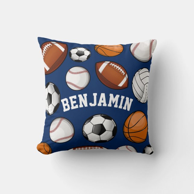 Sports All STAR Personalised Name Navy Cushion (Front)