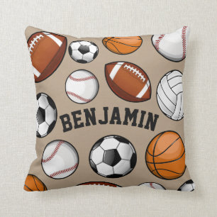 Sports All STAR Personalised Name Tan Cushion