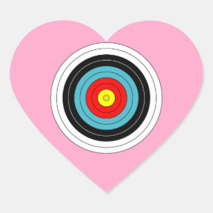 Sports Archery Target on Carnation Pink Heart Sticker