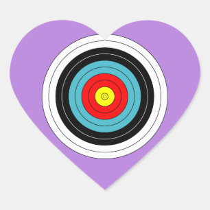 Sports Archery Target on Lavender Purple Heart Heart Sticker