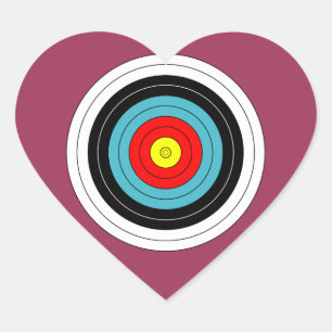 Sports Archery Target on Sangria Pink Heart Sticker