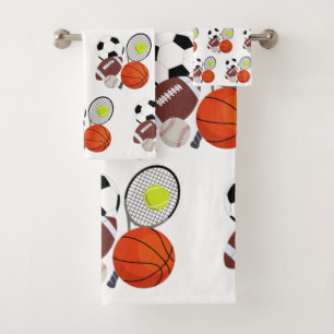 Sports Athletic Balls Bath Towel Set