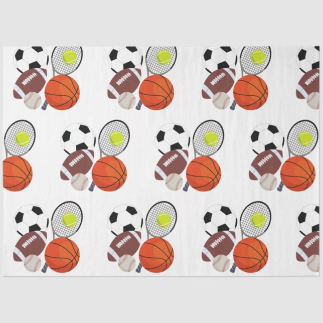 Sports Athletic Balls   Tissue Paper (Front)