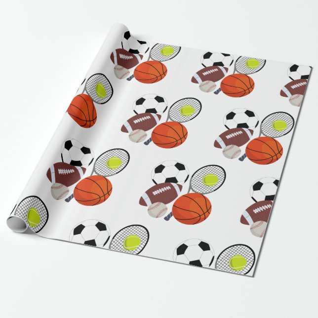 Sports Athletic Balls  Wrapping Paper (Unrolled)