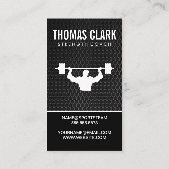 Sports Athletic Trainer Metallic Background Business Card (Front)