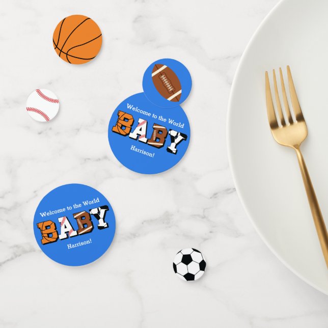 Sports Baby Shower Co-ed Theme Boy Blue Confetti (Group)