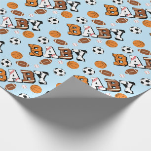 Sports Baby Shower Co-ed Theme Boy Blue Wrapping Paper