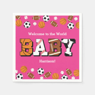 Sports Baby Shower Pink Girl Napkin