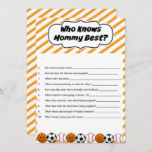 Sports Baby Shower Who Knows Mummy Best Game
