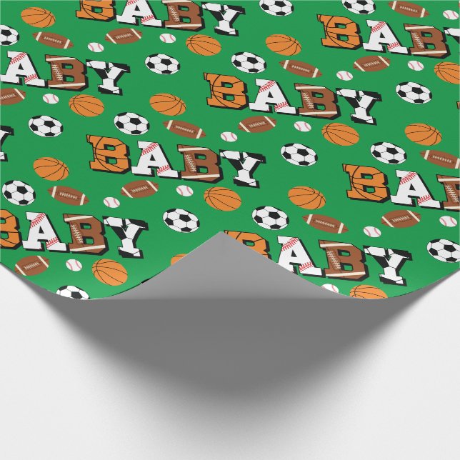 Sports Baby Shower Wrapping Paper (Corner)
