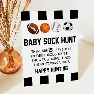 Sports Baby Sock Hunt Baby Shower Game Sign