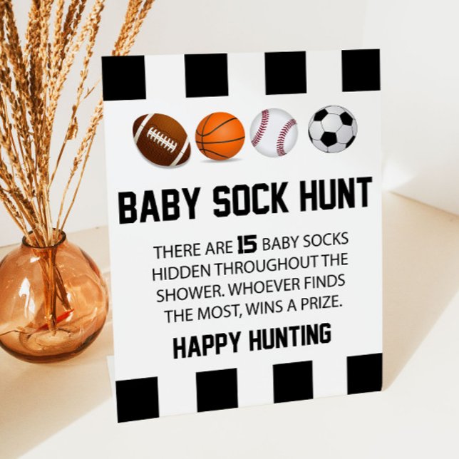 Sports Baby Sock Hunt Baby Shower Game Sign (Creator Uploaded)