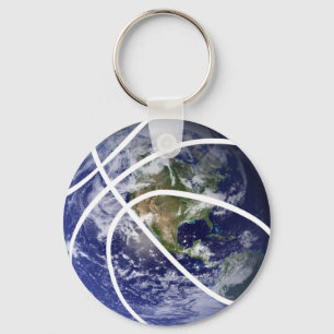 Sports ball Basketball Earth Key Ring