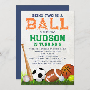 Sports Ball Birthday Party Invitation