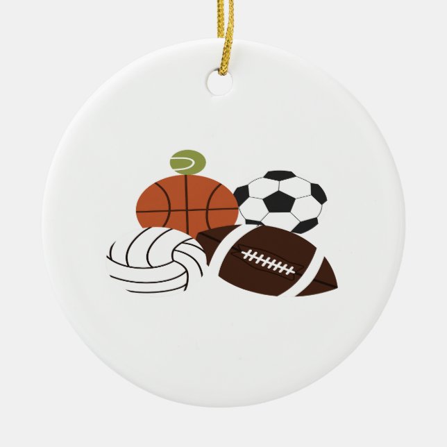 sports ball illustration ceramic ornament (Front)