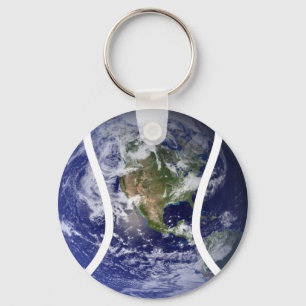 Sports ball Tennis Earth Key Ring