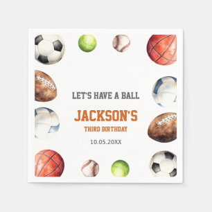 Sports Balls All Sports Let's Have a Ball Birthday Napkin