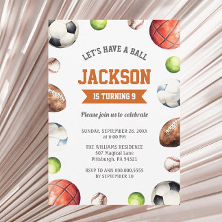 Sports Balls All Sports Let's Have a Ball Invitation