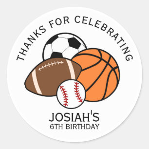 Sports Balls Birthday Football Stickers