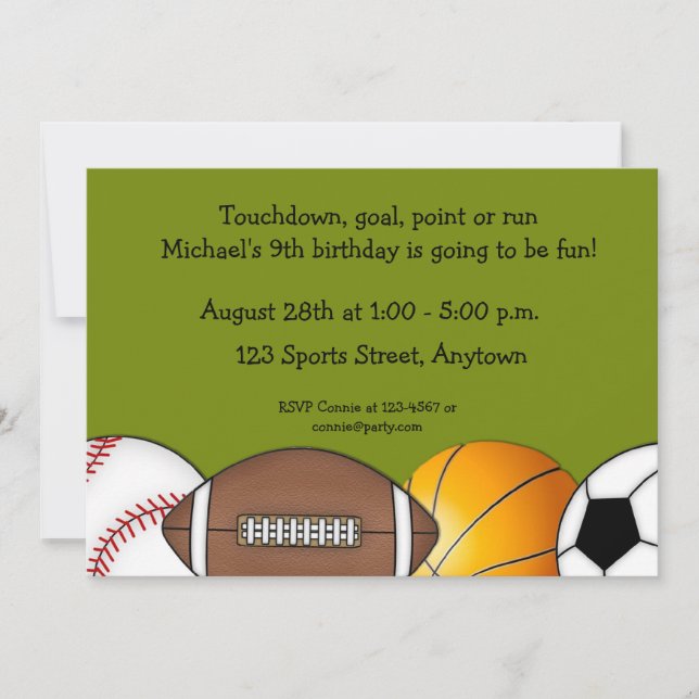 Sports Balls Border Invitation (Front)