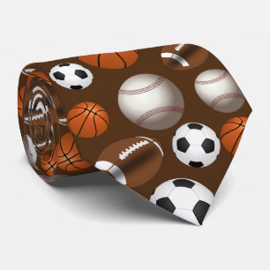 Sports Balls Football Futbol Black and White Gold Tie