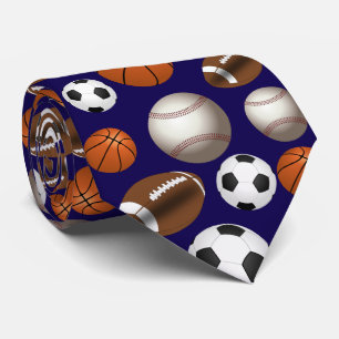 Sports Balls Football Futbol Black and White Gold Tie