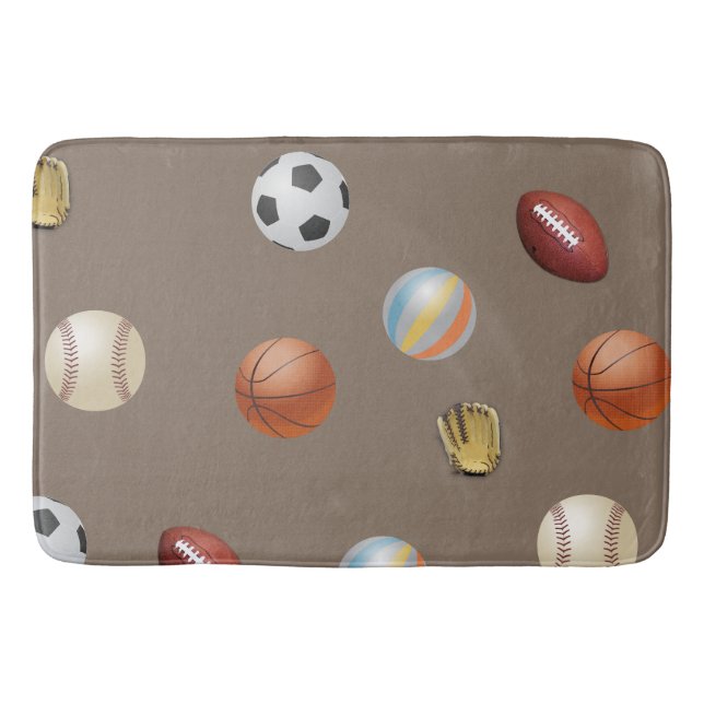 Sports ball's on a bath mat (Front)