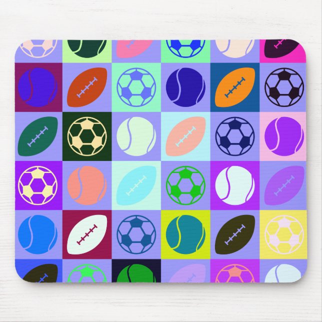 Sports balls pattern mouse pad (Front)
