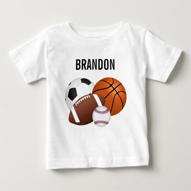 Sports Balls Personalised T-Shirt (Front)