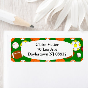 Sports Balls Return Address Label