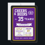Sports Bar Birthday Cheers and Beers to 35 Years Invitation<br><div class="desc">Celebrate in true game-day style with this bold sports bar birthday invitation. Designed with a clean, modern layout and energetic athletic vibes, this invite sets the tone for a fun, laid-back celebration with friends, food, and drinks. Perfect for milestone birthdays and adult celebrations, the design features strong color blocking, sporty...</div>
