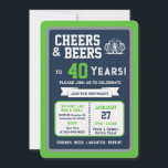 Sports Bar Birthday Cheers and Beers to 40 Years Invitation<br><div class="desc">Celebrate in true game-day style with this bold sports bar birthday invitation. Designed with a clean, modern layout and energetic athletic vibes, this invite sets the tone for a fun, laid-back celebration with friends, food, and drinks. Perfect for milestone birthdays and adult celebrations, the design features strong color blocking, sporty...</div>