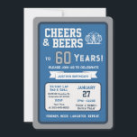 Sports Bar Birthday Cheers and Beers to 60 Years Invitation<br><div class="desc">Celebrate in true game-day style with this bold sports bar birthday invitation. Designed with a clean, modern layout and energetic athletic vibes, this invite sets the tone for a fun, laid-back celebration with friends, food, and drinks. Perfect for milestone birthdays and adult celebrations, the design features strong color blocking, sporty...</div>