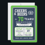 Sports Bar Birthday Cheers and Beers to 70 Years Invitation<br><div class="desc">Celebrate in true game-day style with this bold sports bar birthday invitation. Designed with a clean, modern layout and energetic athletic vibes, this invite sets the tone for a fun, laid-back celebration with friends, food, and drinks. Perfect for milestone birthdays and adult celebrations, the design features strong color blocking, sporty...</div>