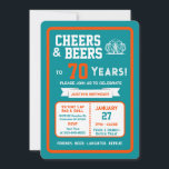 Sports Bar Birthday Cheers and Beers to 70 Years Invitation<br><div class="desc">Celebrate in true game-day style with this bold sports bar birthday invitation. Designed with a clean, modern layout and energetic athletic vibes, this invite sets the tone for a fun, laid-back celebration with friends, food, and drinks. Perfect for milestone birthdays and adult celebrations, the design features strong color blocking, sporty...</div>