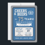 Sports Bar Birthday Cheers and Beers to 75 Years Invitation<br><div class="desc">Celebrate in true game-day style with this bold sports bar birthday invitation. Designed with a clean, modern layout and energetic athletic vibes, this invite sets the tone for a fun, laid-back celebration with friends, food, and drinks. Perfect for milestone birthdays and adult celebrations, the design features strong color blocking, sporty...</div>
