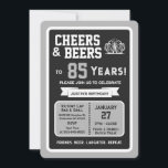 Sports Bar Birthday Cheers and Beers to 85 Years Invitation<br><div class="desc">Celebrate in true game-day style with this bold sports bar birthday invitation. Designed with a clean, modern layout and energetic athletic vibes, this invite sets the tone for a fun, laid-back celebration with friends, food, and drinks. Perfect for milestone birthdays and adult celebrations, the design features strong color blocking, sporty...</div>