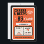 Sports Bar Birthday Cheers and Beers to 85 Years  Invitation<br><div class="desc">Celebrate in true game-day style with this bold sports bar birthday invitation. Designed with a clean, modern layout and energetic athletic vibes, this invite sets the tone for a fun, laid-back celebration with friends, food, and drinks. Perfect for milestone birthdays and adult celebrations, the design features strong color blocking, sporty...</div>