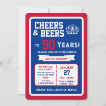 Sports Bar Birthday Cheers and Beers to 90 Years