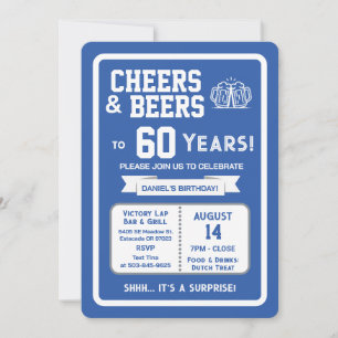 Sports Bar Surprise Party Cheers to 60 Years Invitation