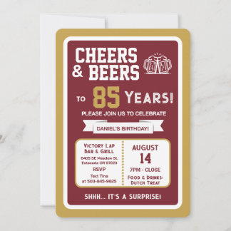 Sports Bar Surprise Party Cheers to 85 Years Invitation