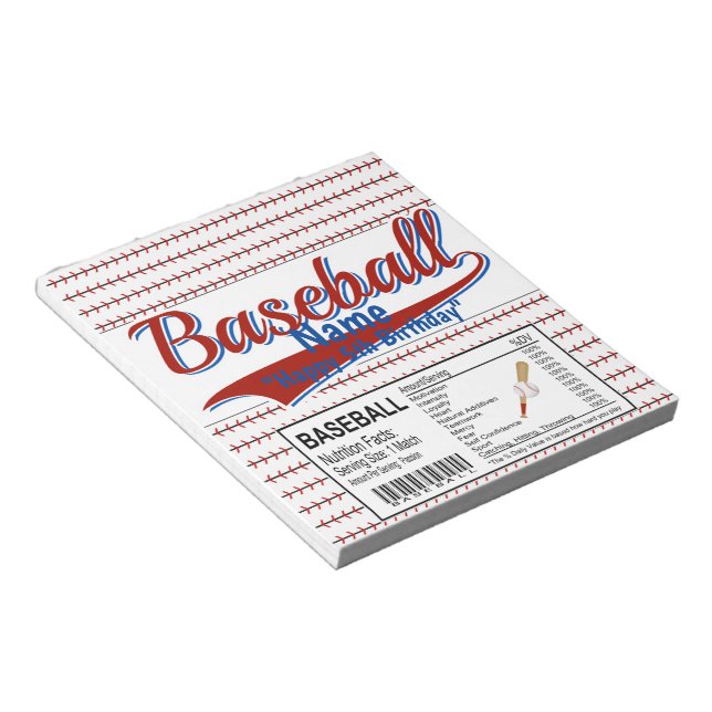 Sports Baseball Birthday Candy Bar Wrapper Favours Notepad (Angled)