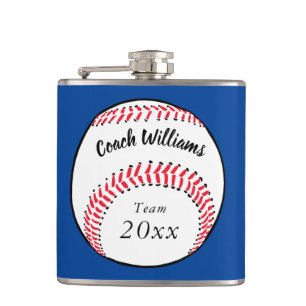 Sports Baseball Coach Name Team Year Blue Hip Flask